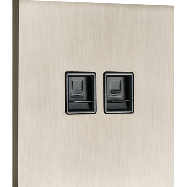 Компьютерная розетка RJ45 + RJ45 (двойная) cat.6/ClassE-8/8,  никель,  серия N96