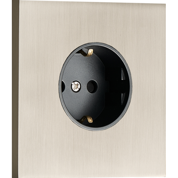 Розетка Schuko с заземлением,  со шторками 16A 250 В~ ,  никель,  серия N96