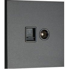 Комбинированая розетка TV + RJ45 (двойная) cat.6/ClassE,  черный,  серия N96