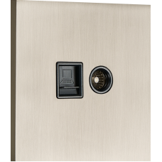 Комбинированая розетка TV + RJ45 (двойная) cat.6/ClassE,  никель,  серия N96