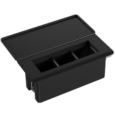 Настольный встраиваемый розеточный блок с откидной крышкой Spread 6 мод. (3 мод. 45х45),  черный