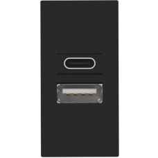 USB зарядное устройство,  2.1A,  Type A + C,  1 мод.,  черн. (22.5х45мм)