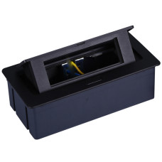 Настольный встраиваемый выдвижной розеточный блок Spring 6 мод. (3 мод. 45х45),  черный