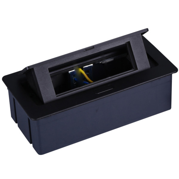 Настольный встраиваемый выдвижной розеточный блок Spring 6 мод. (3 мод. 45х45),  черный