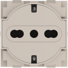 Розетка нем./итал.станд. с плоской лицевой панелью 10/16А 2 модуля,  песочный