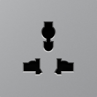 Накладка для  розетки мультистандарт,  со шторками 16A 250 В~,  матовый серый,  серия A07