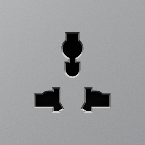 Накладка для  розетки мультистандарт,  со шторками 16A 250 В~,  матовый серый,  серия A07