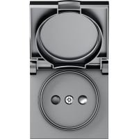 Накладка для розетки без заземления,  с крышкой,  16A 250 В~,  матовый серый,  серия A07