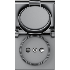 Накладка для розетки без заземления,  с крышкой,  16A 250 В~,  матовый серый,  серия A07