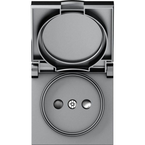 Накладка для розетки без заземления,  с крышкой,  16A 250 В~,  матовый серый,  серия A07