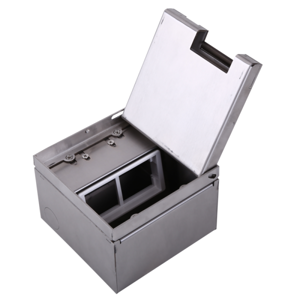 Лючок в пол 4 мод. (2 мод. 45х45 мм.) верт. установка,  металл,  в уровень с напольным покрытием