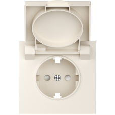 Накладка для розетки Schuko с заземлением,  с крышкой,  16A 250 В~,  матовый кремовый,  серия S08