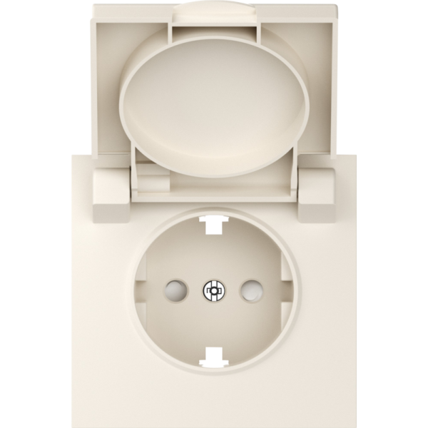 Накладка для розетки Schuko с заземлением,  с крышкой,  16A 250 В~,  матовый кремовый,  серия S08