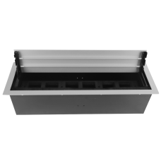 Настольный встраиваемый розеточный блок с откидной крышкой Spread 12 мод. (6 мод. 45х45),  алюминий