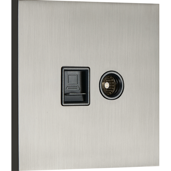 Комбинированая розетка TV + RJ45 (двойная) cat.6/ClassE,  вороненая сталь,  серия N96