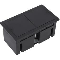 Настольный встраиваемый розеточный блок,  сдвижные крышки,  черный матовый Slider 4 мод. (2 мод. 45х45)