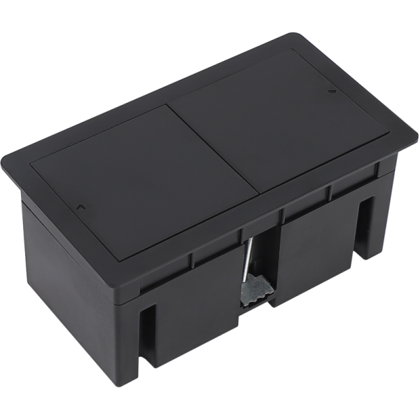 Настольный встраиваемый розеточный блок,  сдвижные крышки,  черный матовый Slider 4 мод. (2 мод. 45х45)