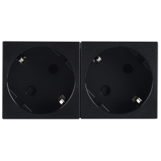 Розетка 2х2К+З нем.ст.,  45 гр.,  с з/ш,  черн. матовая (90х45мм),  серия (тип) DF6