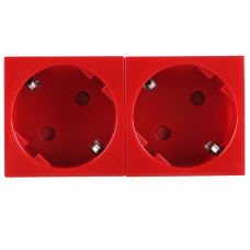 Розетка 2х2К+З нем.ст.,  45 гр.,  с з/ш,  крас. (90х45мм),  серия (тип) DF6