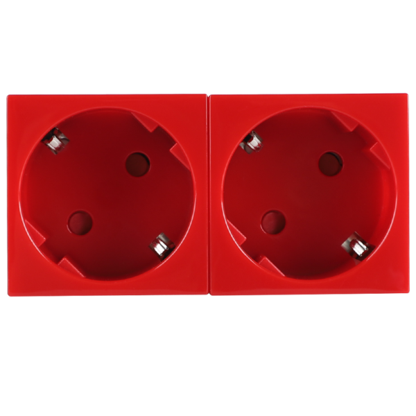 Розетка 2х2К+З нем.ст.,  45 гр.,  с з/ш,  крас. (90х45мм),  серия (тип) DF6