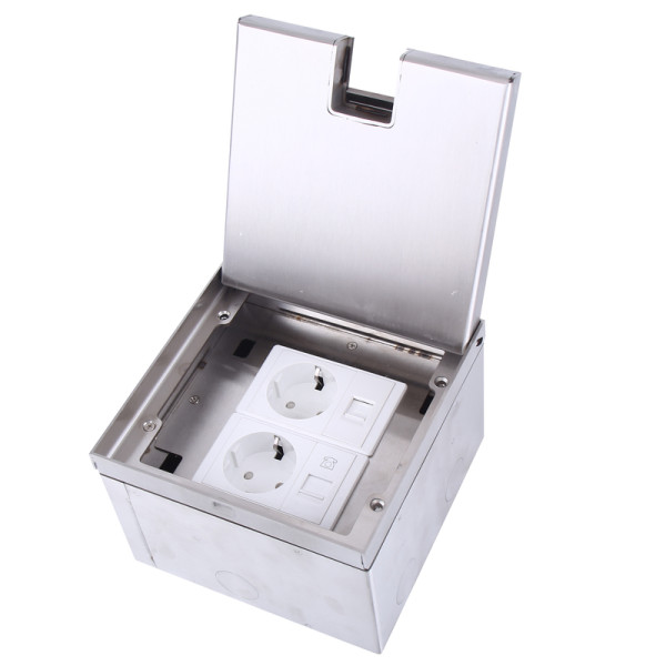 Лючок в пол 6 мод. (2 мод. 45х45 мм. + 2 мод. 22.5х45 мм.),  металл,  в уровень с напольным покрытием