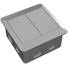 Лючок в пол 6 мод. (2 мод. 45х45 мм. + 2 мод. 22.5х45 мм.),  сдвижные крышки,  серебро,  (с уст. набором)