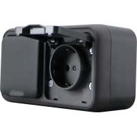 Розетка 2-я с защитной крышкой,  2К+З,  накладная,  цвет антрацит,  IP55,  серия W55