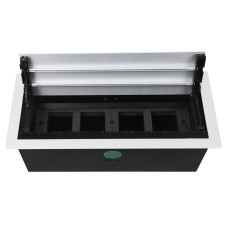 Настольный встраиваемый розеточный блок с откидной крышкой Spread 8 мод. (4 мод. 45х45),  алюминий