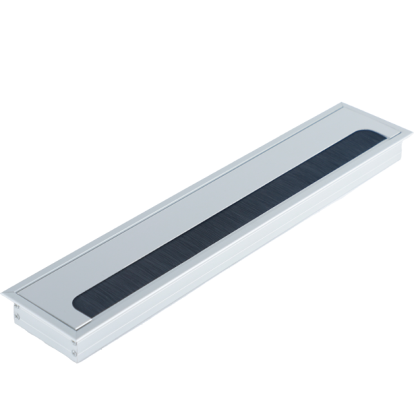 Кабельный громмет (лючок) в стол,  400*80мм,  цвет: серебро