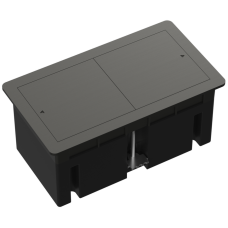 Настольный встраиваемый розеточный блок,  сдвижные крышки,  вороненая сталь Slider 4 мод. (2 мод. 45х45)