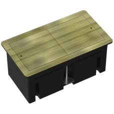 Настольный встраиваемый розеточный блок,  сдвижные крышки,  античная латунь Slider 4 мод. (2 мод. 45х45)