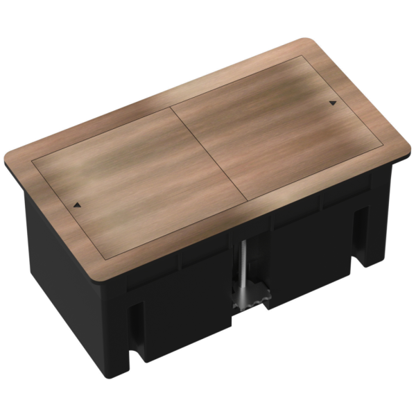 Настольный встраиваемый розеточный блок,  сдвижные крышки,  красная медь Slider 4 мод. (2 мод. 45х45)