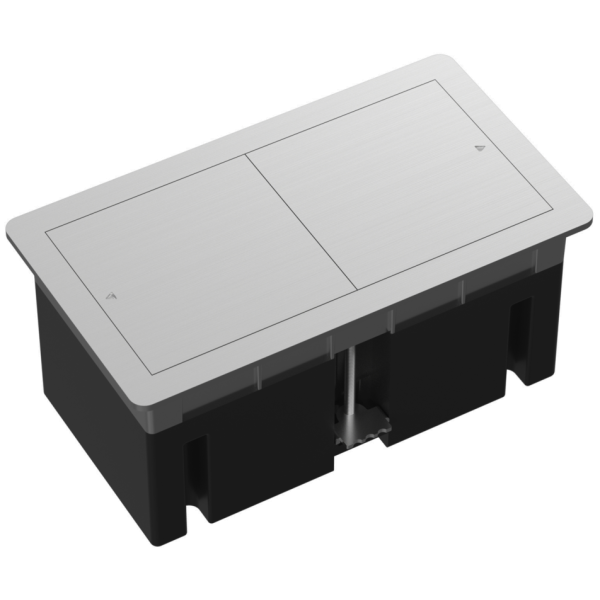 Настольный встраиваемый розеточный блок,  сдвижные крышки,  серебро Slider 4 мод. (2 мод. 45х45)