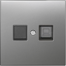 Накладка для розетки RJ45/RJ11,  одиночная,  благородная сталь,  серия R98 METAL