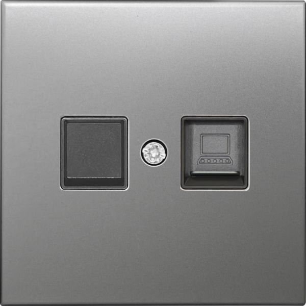 Накладка для розетки RJ45/RJ11,  одиночная,  благородная сталь,  серия R98 METAL