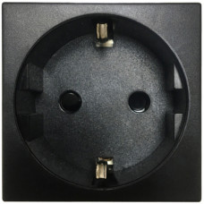Розетка 2К+З нем.ст.,  в/заж.,  с з/ш,  черн. матовая (45х45мм)