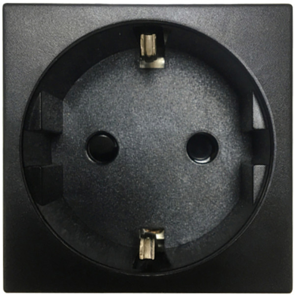 Розетка 2К+З нем.ст.,  в/заж.,  с з/ш,  черн. матовая (45х45мм)