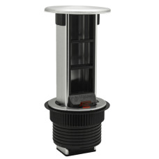 Настольный встраиваемый выдвижной розеточный блок Vertical 6 мод. (3 мод. 45х45),  алюминий