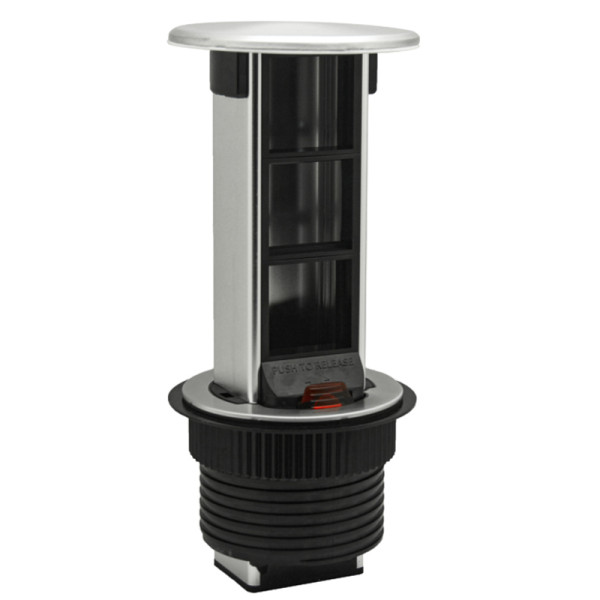 Настольный встраиваемый выдвижной розеточный блок Vertical 6 мод. (3 мод. 45х45),  алюминий