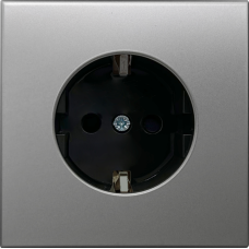 Накладка для розетки Schuko с заземлением со шторками 16A 250 В~,  благородная сталь,  серия R98 METAL