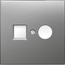 Накладка для розеток RJ45+SAT,  2-я,  благородная сталь,  серия R98 METAL