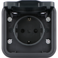 Розетка 1-я с защитной крышкой,  2К+З и шторками,  накладная,  цвет антрацит,  IP55,  серия W55