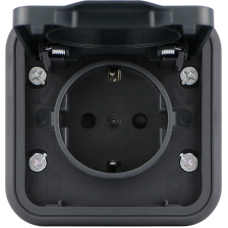 Розетка 1-я с защитной крышкой,  2К+З и шторками,  накладная,  цвет антрацит,  IP55,  серия W55