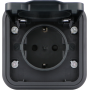 Розетка 1-я с защитной крышкой,  2К+З и шторками,  накладная,  цвет антрацит,  IP55,  серия W55