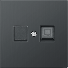 Накладка для розетки RJ45/RJ11,  одиночная,  вороненая сталь,  серия R98 METAL