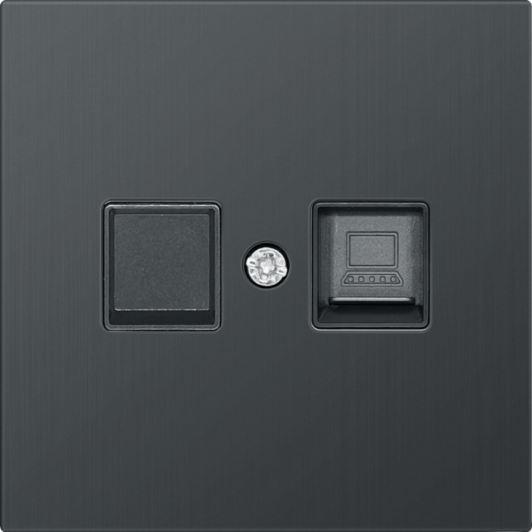 Накладка для розетки RJ45/RJ11,  одиночная,  вороненая сталь,  серия R98 METAL