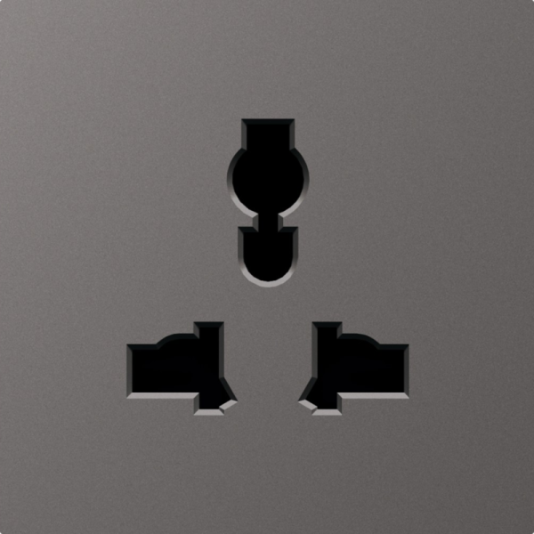 Накладка для  розетки мультистандарт,  со шторками 16A 250 В~,  матовый титан,  серия A07