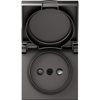 Накладка для розетки без заземления,  с крышкой,  16A 250 В~,  матовый титан,  серия A07