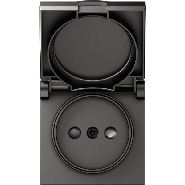 Накладка для розетки без заземления,  с крышкой,  16A 250 В~,  матовый титан,  серия A07