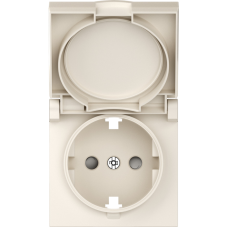 Накладка для розетки Schuko с заземлением,  с крышкой,  16A 250 В~,  матовый кремовый,  серия A07